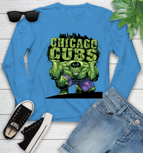 Chicago Cubs MLB Baseball Incredible Hulk Marvel Avengers Sports Youth Long Sleeve 7