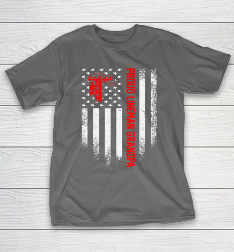 GrandFather gift shirt Vintage USA American Flag Proud Lineman Grandpa Distressed T Shirt T-Shirt 18