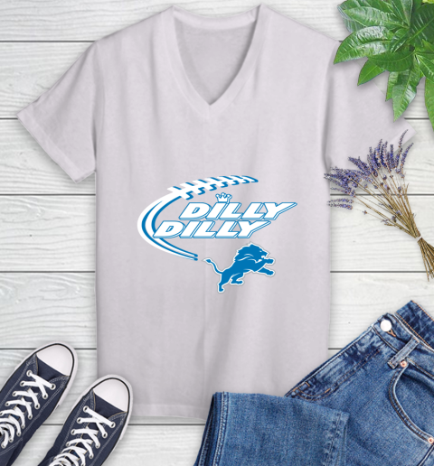NFL Detroit Lions Dilly Dilly Football Sports Women's V-Neck T-Shirt