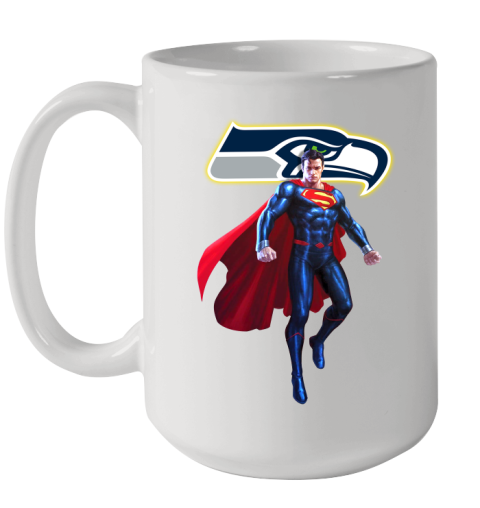 NFL Superman DC Sports Football Seattle Seahawks Ceramic Mug 15oz