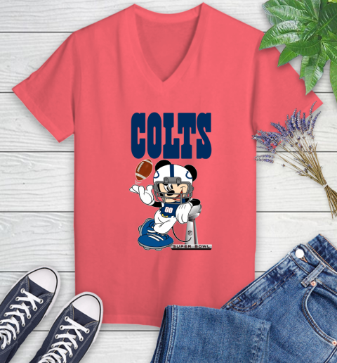 NFL Indianapolis Colts Mickey Mouse Disney Super Bowl Football T Shirt Women's V-Neck T-Shirt 20
