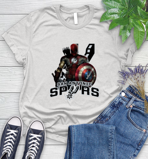 San Antonio Spurs NBA Basketball Captain America Thor Spider Man Hawkeye Avengers Women's T-Shirt