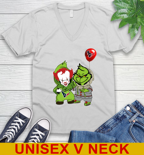 Houston Texans Baby Pennywise Grinch Christmas NFL Football V-Neck T-Shirt