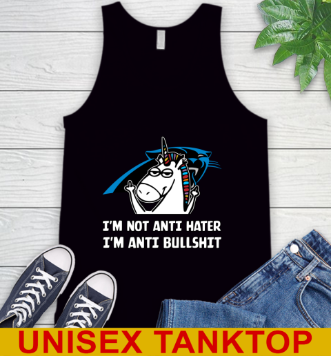 Carolina Panthers NFL Football Unicorn I'm Not Anti Hater I'm Anti Bullshit Tank Top 2