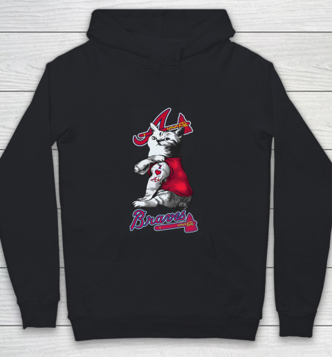 MLB Baseball My Cat Loves Atlanta Braves Youth Hoodie