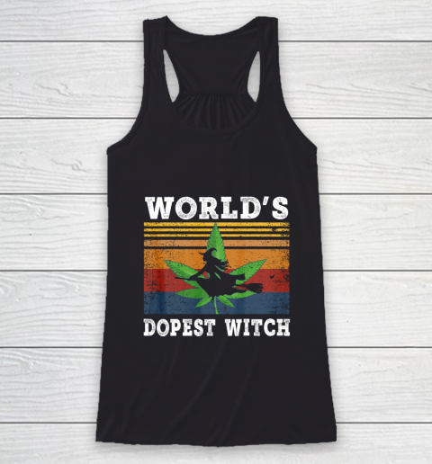 World s Dopest Witch Halloween Weed Retro Vintage Racerback Tank
