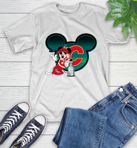 NHL Calgary Flames Stanley Cup Mickey Mouse Disney Hockey T Shirt T-Shirt