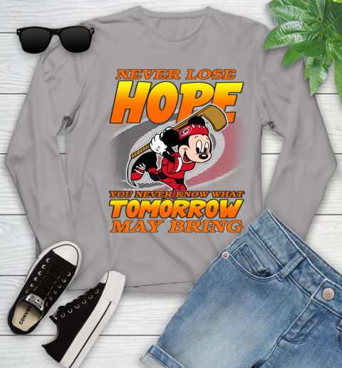 Carolina Hurricanes NHL Hockey ootball Mickey Disney Never Lose Hope Youth Long Sleeve 5