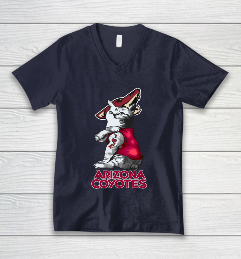 NHL My Cat Loves Arizona Coyotes Hockey V-Neck T-Shirt 2