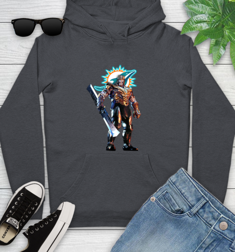 NFL Thanos Gauntlet Avengers Endgame Football Miami Dolphins Youth Hoodie 8