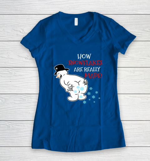 Funny Snowman How Snowflake Are Really Made Christmas Cutome Women's V-Neck T-Shirt 5