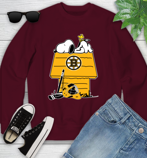 Boston Bruins NHL Hockey Snoopy Woodstock The Peanuts Movie Youth Sweatshirt 5
