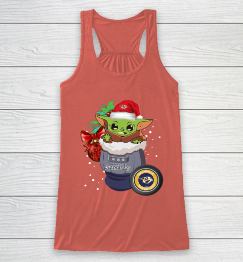 Nashville Predators Christmas Baby Yoda Star Wars Funny Happy NHL Racerback Tank 4