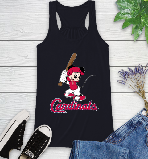 MLB Baseball St.Louis Cardinals Cheerful Mickey Mouse Shirt Racerback Tank 9