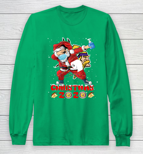 Minnesota Vikings Funny Santa Claus Dabbing Christmas 2020 NFL Long Sleeve T-Shirt 4