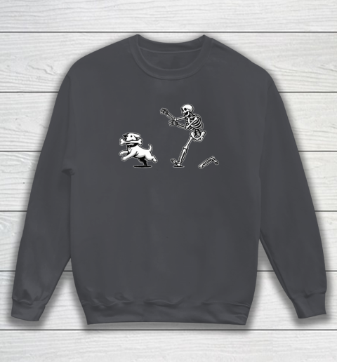 Halloween Dog, Funny Skeleton, Skeleton Chasing Dog Sweatshirt 3