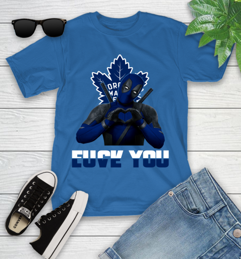 NHL Toronto Maple Leafs Deadpool Love You Fuck You Hockey Sports Youth T-Shirt 12