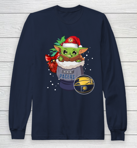Indiana Pacers Christmas Baby Yoda Star Wars Funny Happy NBA Long Sleeve T-Shirt 4