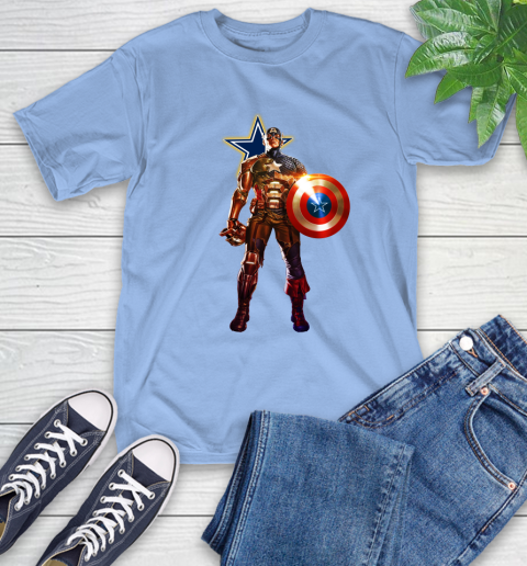 NFL Captain America Marvel Avengers Endgame Football Sports Dallas Cowboys T-Shirt 11