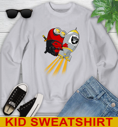 NFL Football Oakland Raiders Deadpool Minion Marvel Shirt Youth Sweatshirt 3