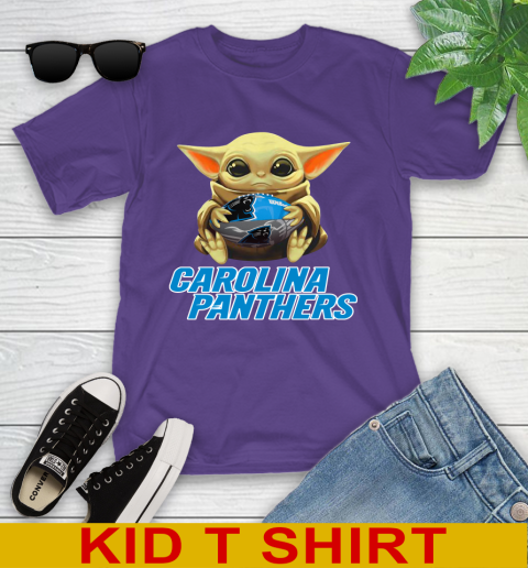 NFL Football Carolina Panthers Baby Yoda Star Wars Shirt Youth T-Shirt 4