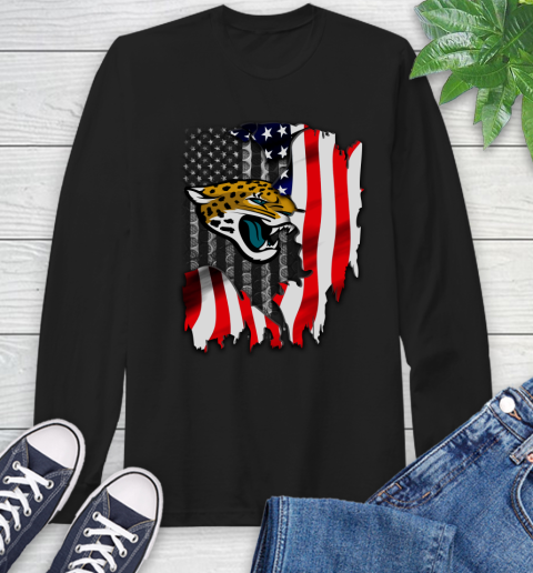 Jacksonville Jaguars NFL Football American Flag Long Sleeve T-Shirt