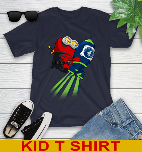 NBA Basketball Minnesota Timberwolves Deadpool Minion Marvel Shirt Youth T-Shirt 2