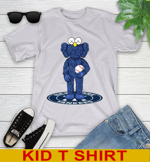 MLB Baseball New York Yankees Kaws Bff Blue Figure Shirt Youth T-Shirt 5