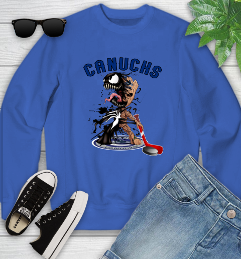 NHL Vancouver Canucks Hockey Venom Groot Guardians Of The Galaxy Youth Sweatshirt 8