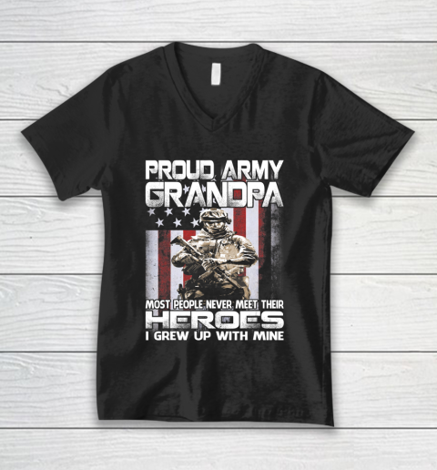 GrandFather gift shirt Proud Army Grandpa Shirt Patriotic Military Veteran T Shirt V-Neck T-Shirt