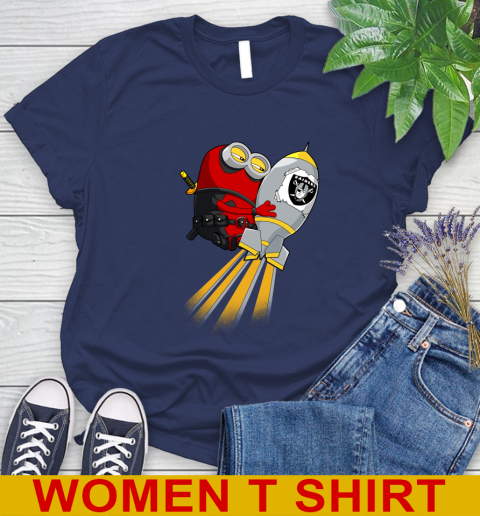 NFL Football Oakland Raiders Deadpool Minion Marvel Shirt Women's T-Shirt 12