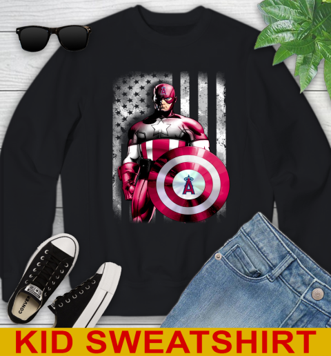 Los Angeles Angels MLB Baseball Captain America Marvel Avengers American Flag Shirt Youth Sweatshirt