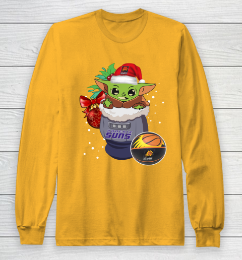 Phoenix Suns Christmas Baby Yoda Star Wars Funny Happy NBA Long Sleeve T-Shirt 3