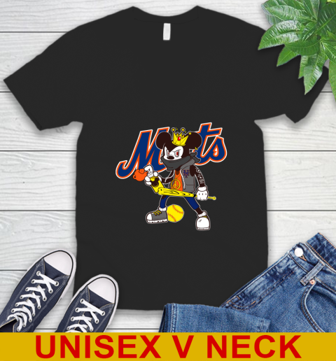 New York Mets MLB Baseball Mickey Peace Sign Sports V-Neck T-Shirt 2