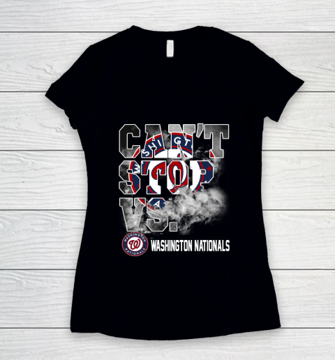 MLB Washington Nationals Baseball Can't Stop Vs Nationals Women's V-Neck T-Shirt