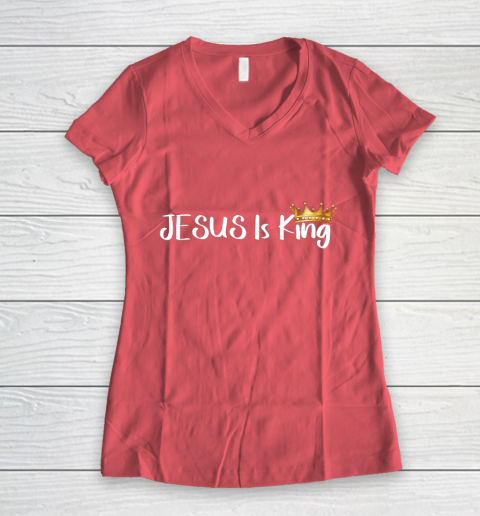 Jesus Is King Shirt Religious Christian Women's V-Neck T-Shirt 4