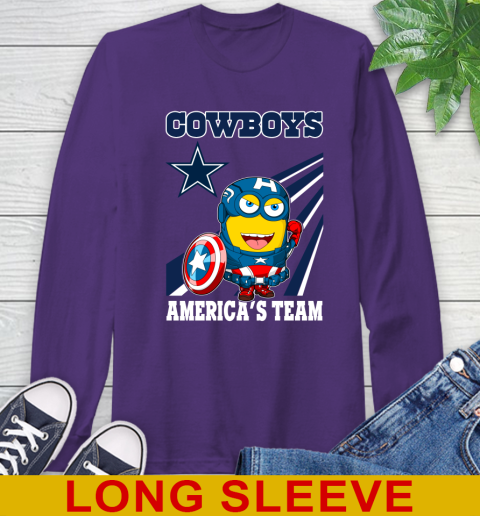 NFL Football Dallas Cowboys Captain America Marvel Avengers Minion Shirt Long Sleeve T-Shirt 5