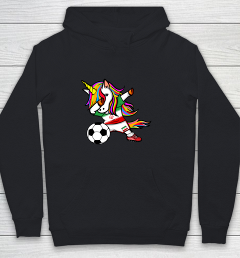 Funny Dabbing Unicorn Iran Football Iranian Flag Soccer Youth Hoodie
