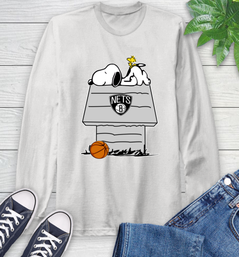 Brooklyn Nets NBA Basketball Snoopy Woodstock The Peanuts Movie Long Sleeve T-Shirt