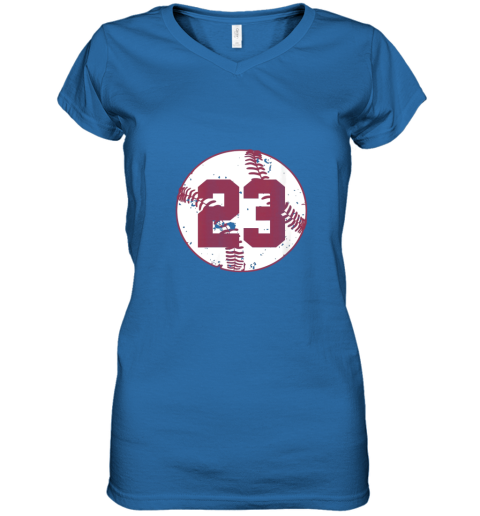 t2y8 womens vintage baseball number 23 shirt cool softball mom gift women v neck t shirt 39 front royal