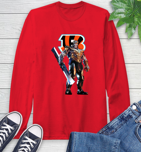 NFL Thanos Gauntlet Avengers Endgame Football Cincinnati Bengals Long Sleeve T-Shirt 10