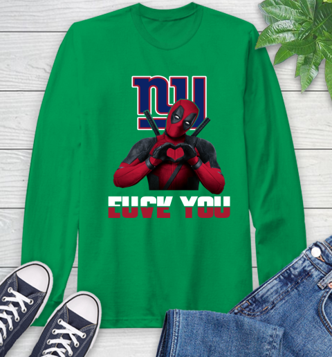 NHL New York Giants Deadpool Love You Fuck You Football Sports Long Sleeve T-Shirt 8
