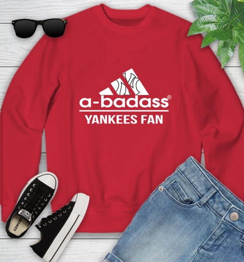 MLB A Badass New York Yankees Fan Adidas Baseball Sports Youth Sweatshirt 8