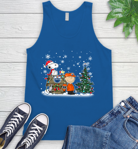 NHL Edmonton Oilers Snoopy Charlie Brown Woodstock Christmas Stanley Cup Hockey Tank Top 4
