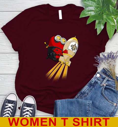 NFL Football New Orleans Saints Deadpool Minion Marvel Shirt Women's T-Shirt 6