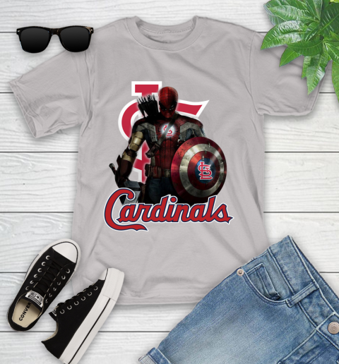 MLB Captain America Thor Spider Man Hawkeye Avengers Endgame Baseball St.Louis Cardinals Youth T-Shirt 12