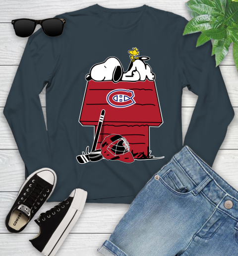 Montreal Canadiens NHL Hockey Snoopy Woodstock The Peanuts Movie Youth Long Sleeve 8