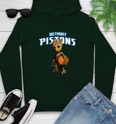Detroit Pistons NBA Basketball Groot Marvel Guardians Of The Galaxy Youth Hoodie 13