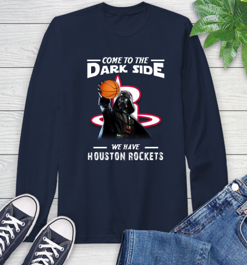 NBA Come To The Dark Side We Have Houston Rockets Star Wars Darth Vader Basketball Long Sleeve T-Shirt 3