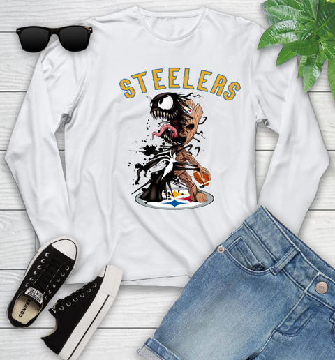 NFL Pittsburgh Steelers Football Venom Groot Guardians Of The Galaxy Youth Long Sleeve